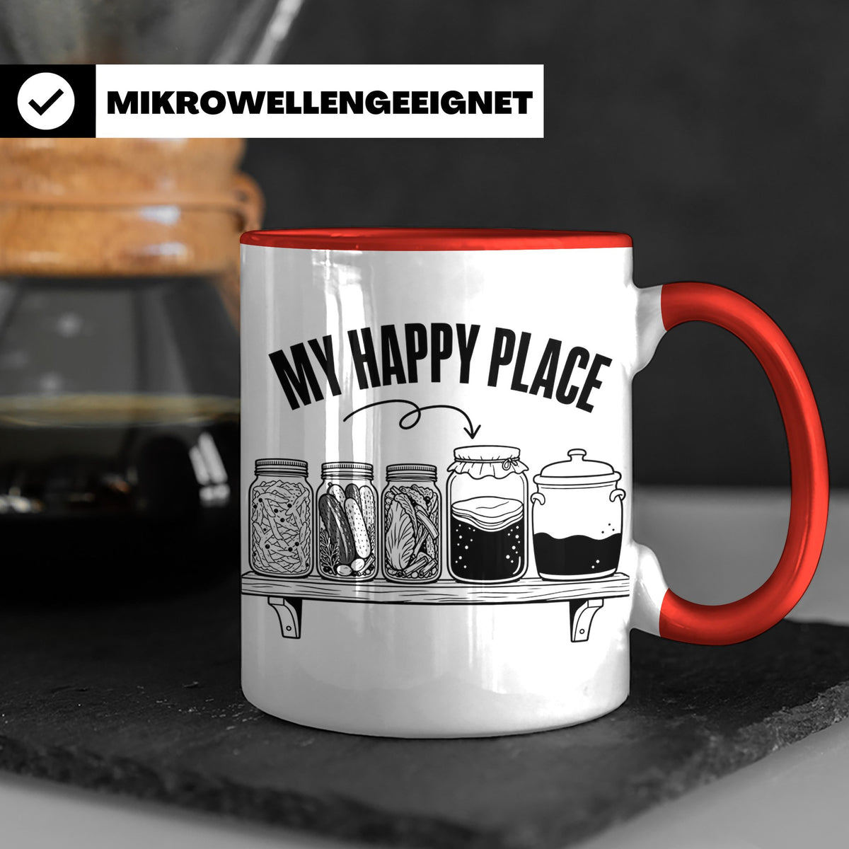 Fermentation Tasse My Happy Place, Geschenkidee für Fermenti – Rot [farbe:rot]