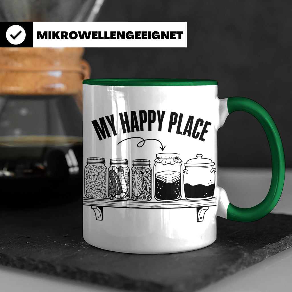 Fermentation Tasse My Happy Place, Geschenkidee für Fermenti – Grün [farbe:grün]