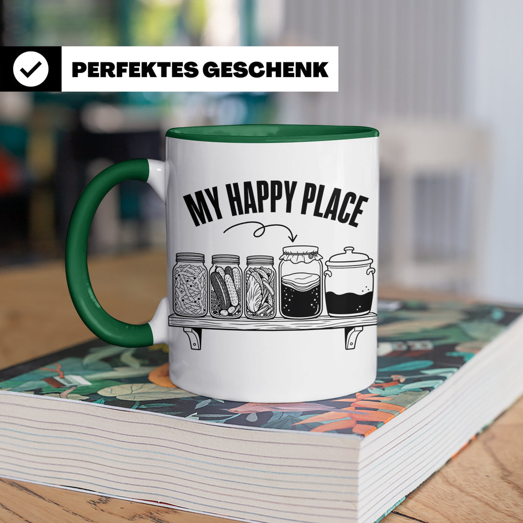 Fermentation Tasse My Happy Place, Geschenkidee für Fermenti – Grün [farbe:grün]