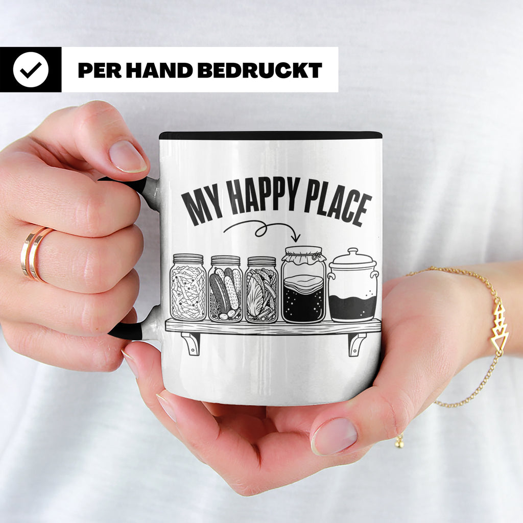 Fermentation Tasse My Happy Place, Geschenkidee für Fermenti – Schwarz [farbe:schwarz]