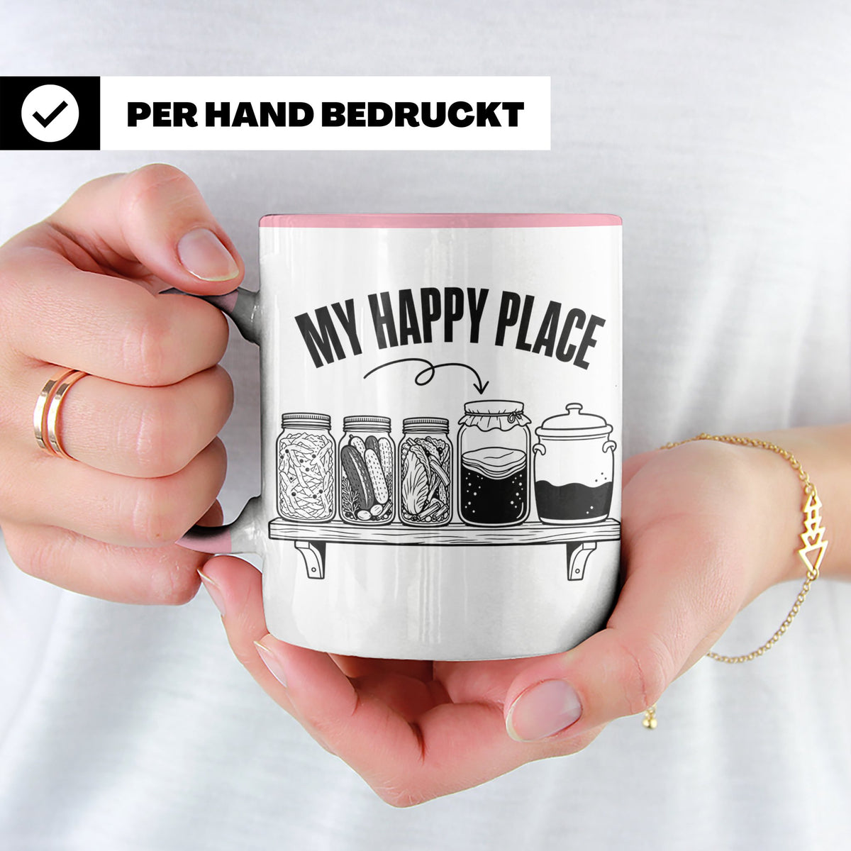 Fermentation Tasse My Happy Place, Geschenkidee für Fermenti – Rosa [farbe:rosa]