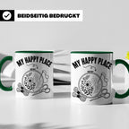 Sticken Tasse My Happy Place Geschenkidee für Stickerin, Näh – Grün [farbe:grün]