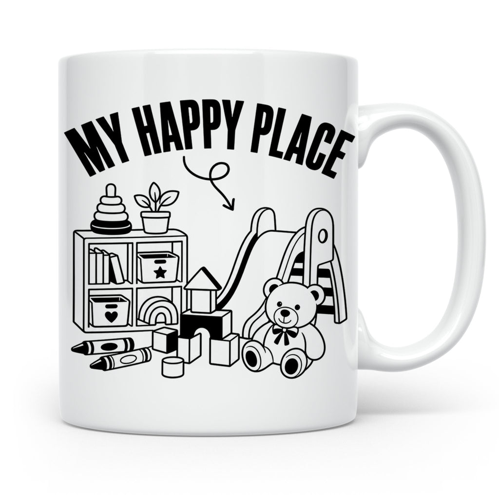 Erzieherin Tasse My Happy Place Spruch Geschenkidee für Tage – Weiß [farbe:weiß]