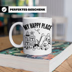 Erzieherin Tasse My Happy Place Spruch Geschenkidee für Tage – Weiß [farbe:weiß]