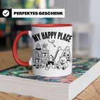 Erzieherin Tasse My Happy Place Spruch Geschenkidee für Tage – Rot [farbe:rot]