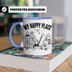 Erzieherin Tasse My Happy Place Spruch Geschenkidee für Tage – Blau [farbe:blau]
