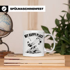 Kitesurfen Tasse My Happy Place Lustiger Kitesurfer Spruch K – Weiß [farbe:weiß]