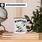 Kitesurfen Tasse My Happy Place Lustiger Kitesurfer Spruch K – Schwarz [farbe:schwarz]
