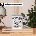 Kitesurfen Tasse My Happy Place Lustiger Kitesurfer Spruch K – Blau [farbe:blau]