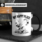 Kitesurfen Tasse My Happy Place Lustiger Kitesurfer Spruch K – Schwarz [farbe:schwarz]