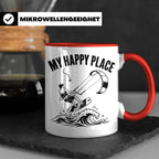 Kitesurfen Tasse My Happy Place Lustiger Kitesurfer Spruch K – Rot [farbe:rot]
