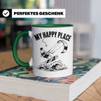 Kitesurfen Tasse My Happy Place Lustiger Kitesurfer Spruch K – Grün [farbe:grün]