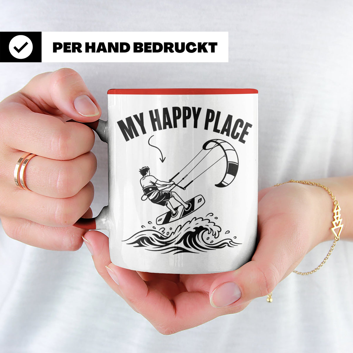 Kitesurfen Tasse My Happy Place Lustiger Kitesurfer Spruch K – Rot [farbe:rot]