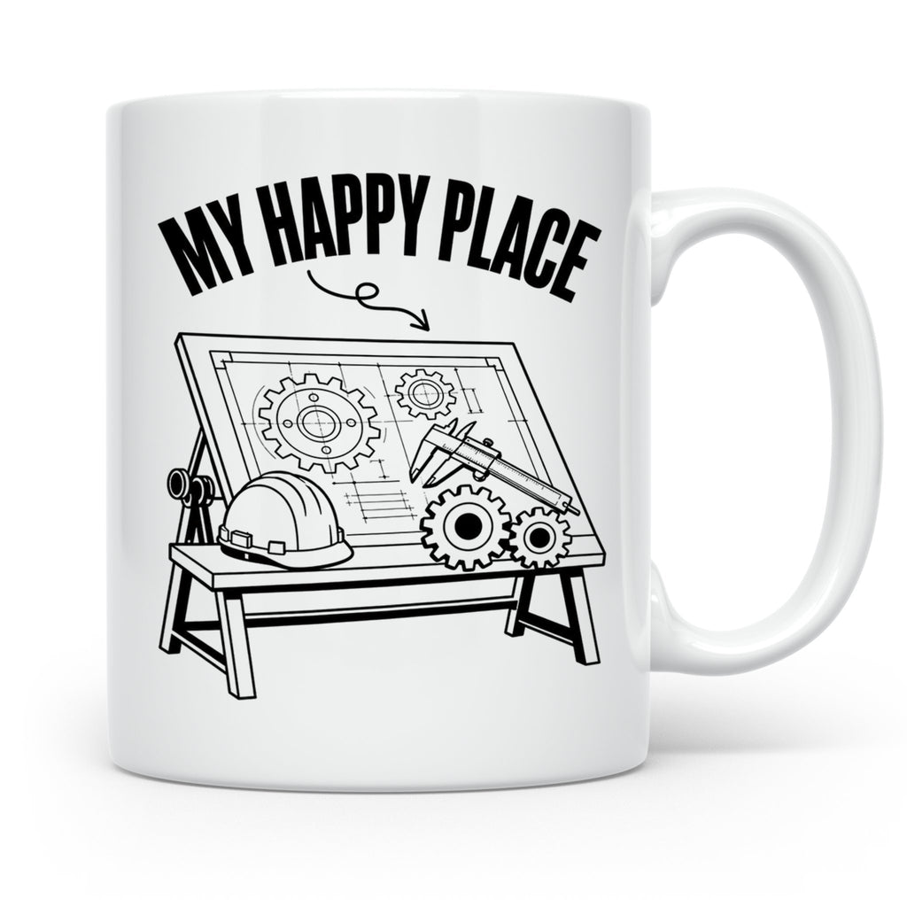 Ingenieur Tasse My Happy Place Maschinenbau Geschenk für Män – Weiß [farbe:weiß]