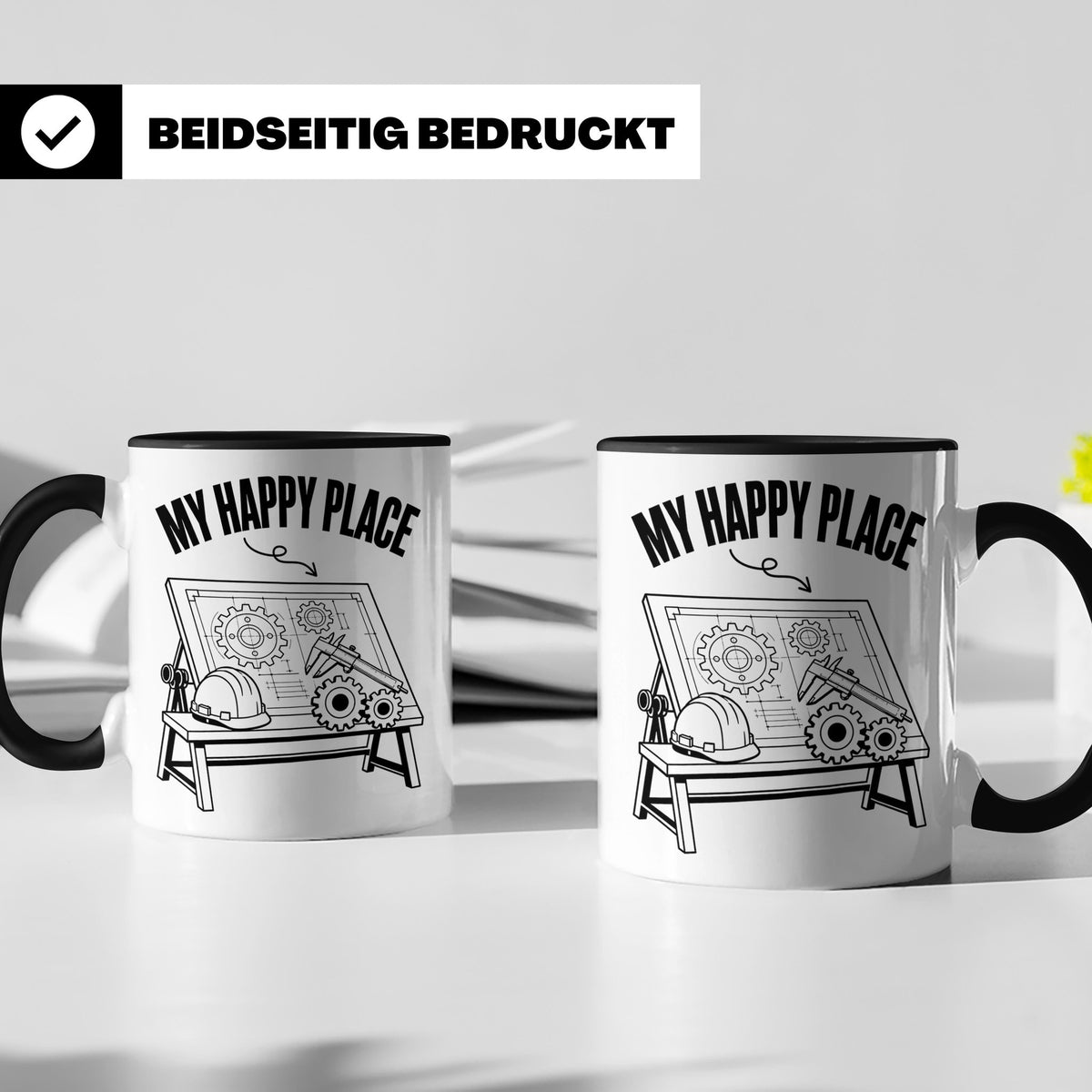 Ingenieur Tasse My Happy Place Maschinenbau Geschenk für Män – Schwarz [farbe:schwarz]