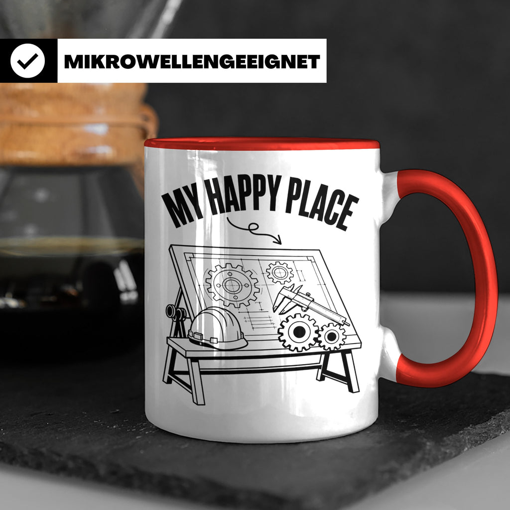 Ingenieur Tasse My Happy Place Maschinenbau Geschenk für Män – Rot [farbe:rot]