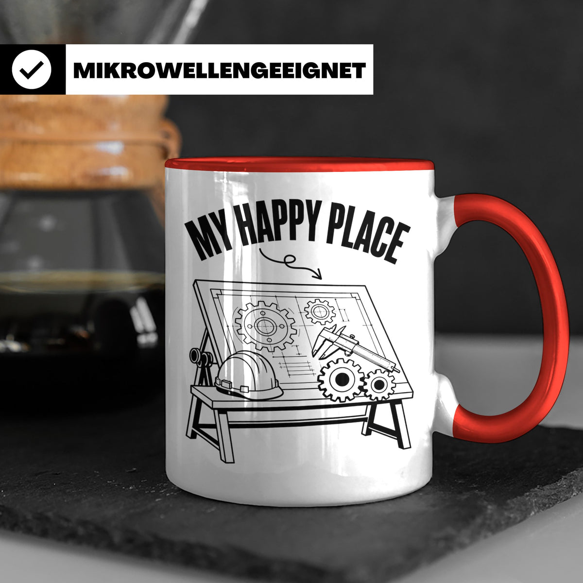 Ingenieur Tasse My Happy Place Maschinenbau Geschenk für Män – Rot [farbe:rot]