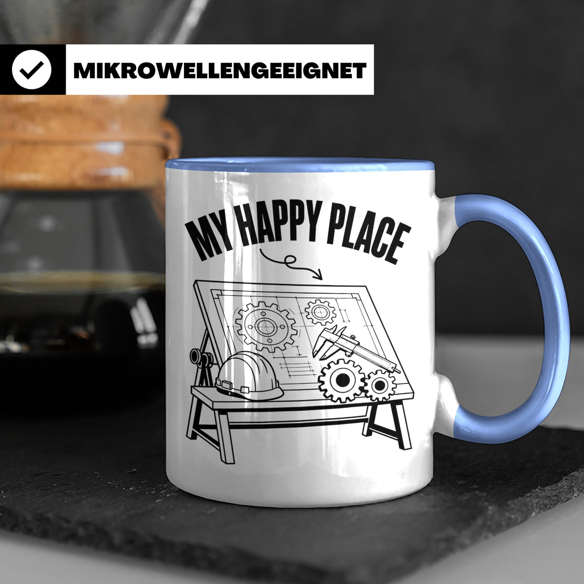 Ingenieur Tasse My Happy Place Maschinenbau Geschenk für Män – Blau [farbe:blau]