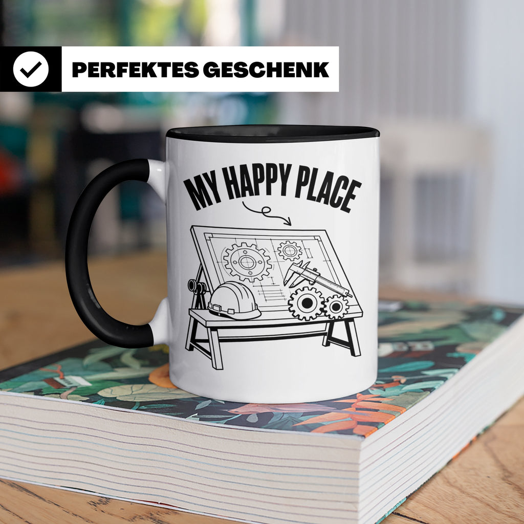 Ingenieur Tasse My Happy Place Maschinenbau Geschenk für Män – Schwarz [farbe:schwarz]