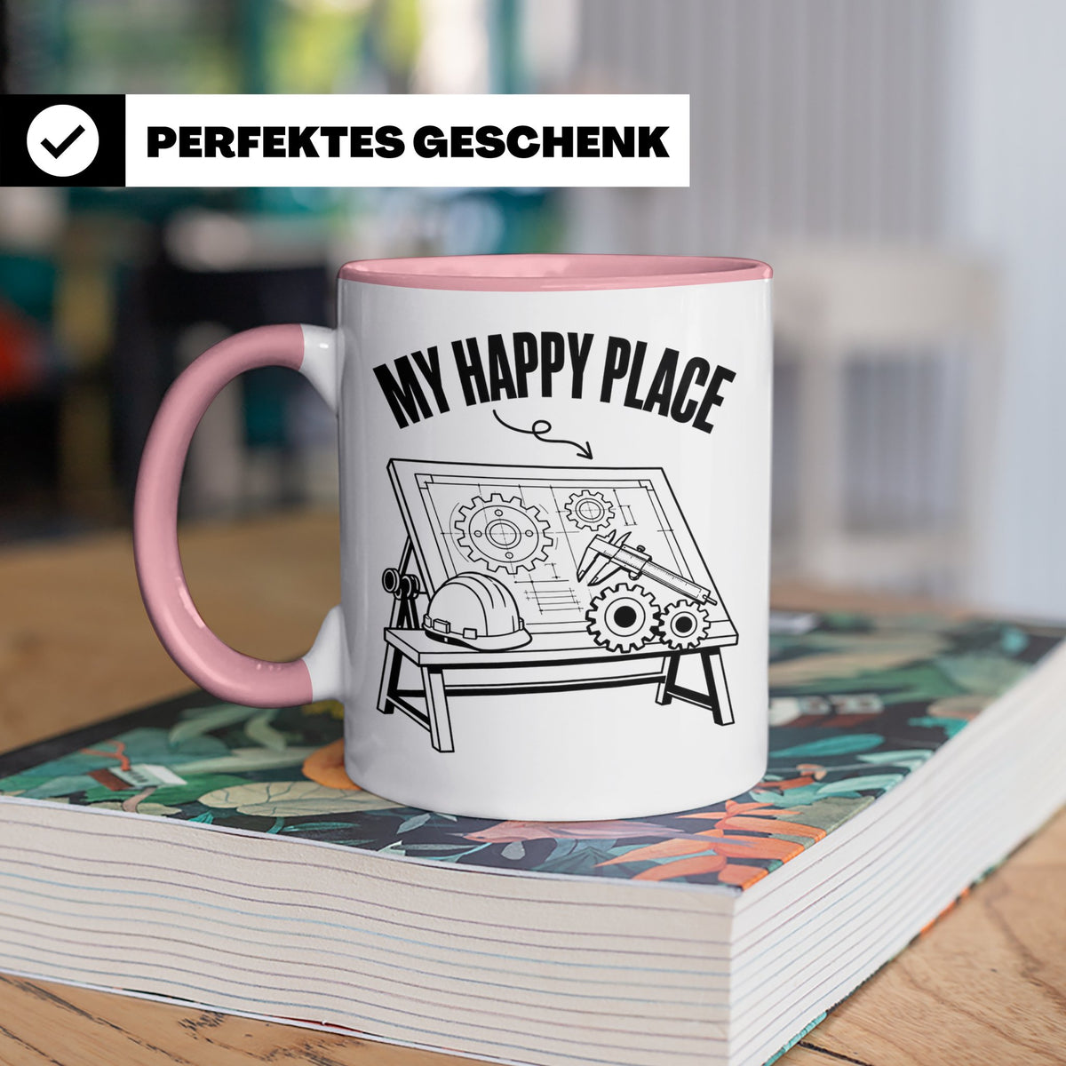 Ingenieur Tasse My Happy Place Maschinenbau Geschenk für Män – Rosa [farbe:rosa]