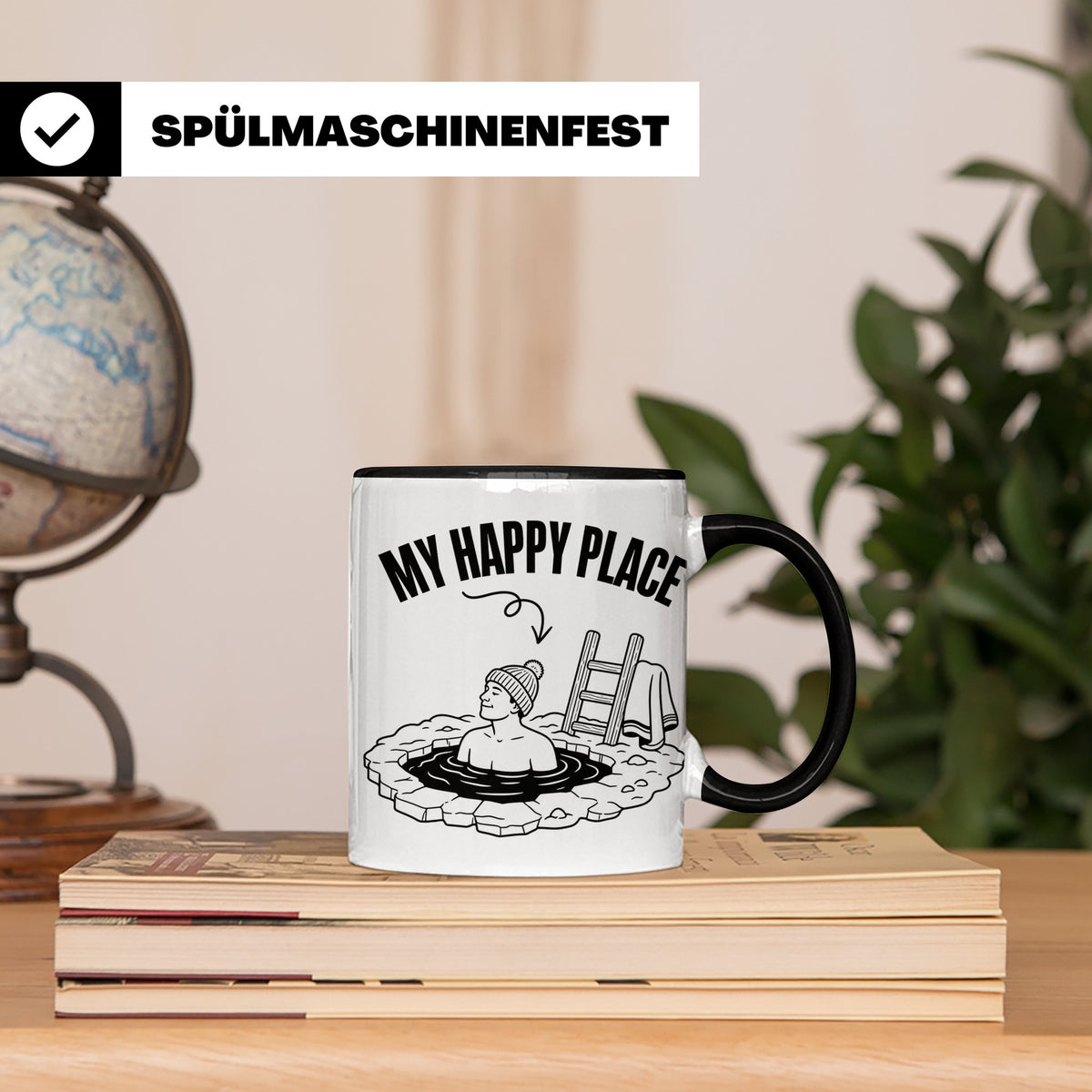 Eisbaden Tasse My Happy Place Winterschwimmen Geschenk für E – Schwarz [farbe:schwarz]