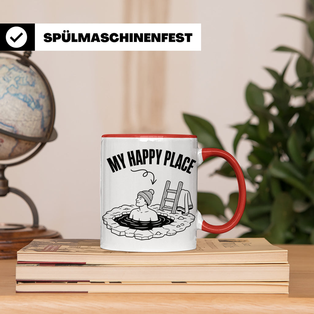 Eisbaden Tasse My Happy Place Winterschwimmen Geschenk für E – Rot [farbe:rot]