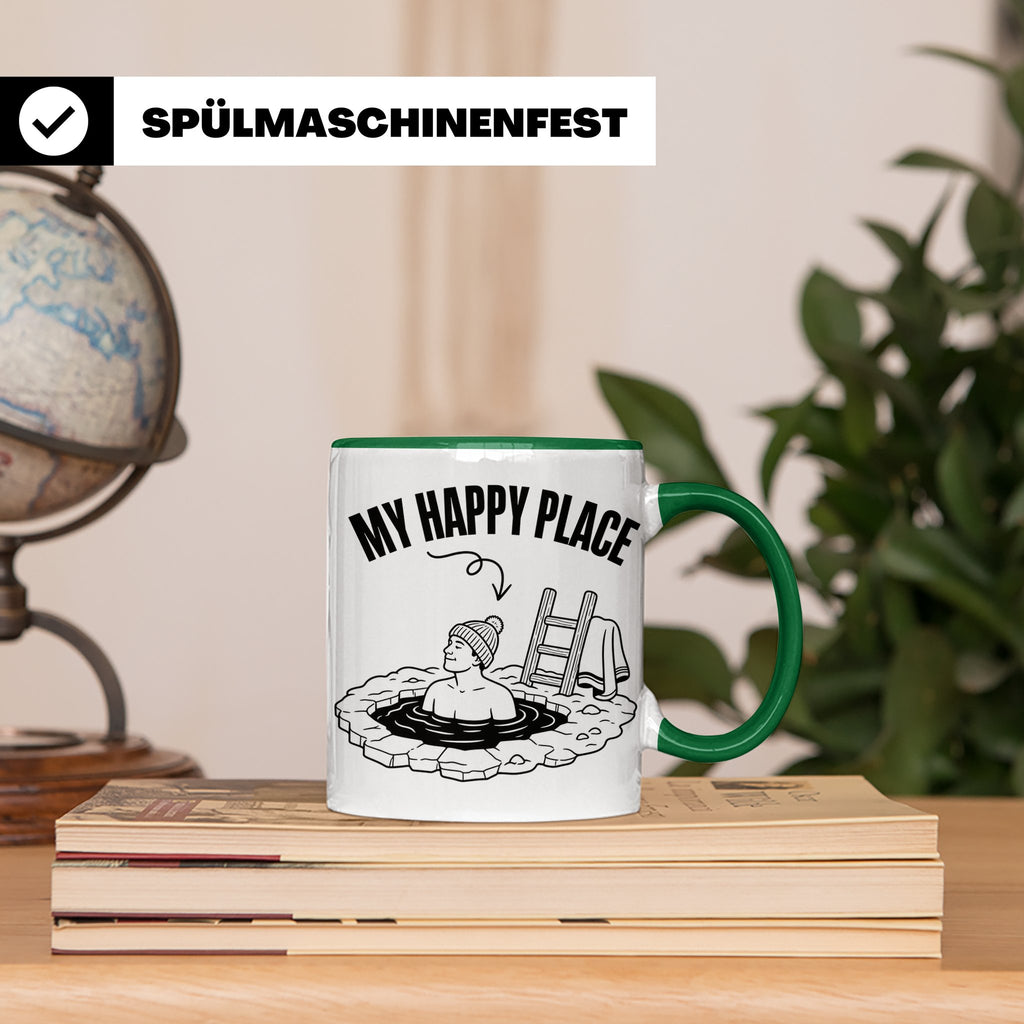 Eisbaden Tasse My Happy Place Winterschwimmen Geschenk für E – Grün [farbe:grün]