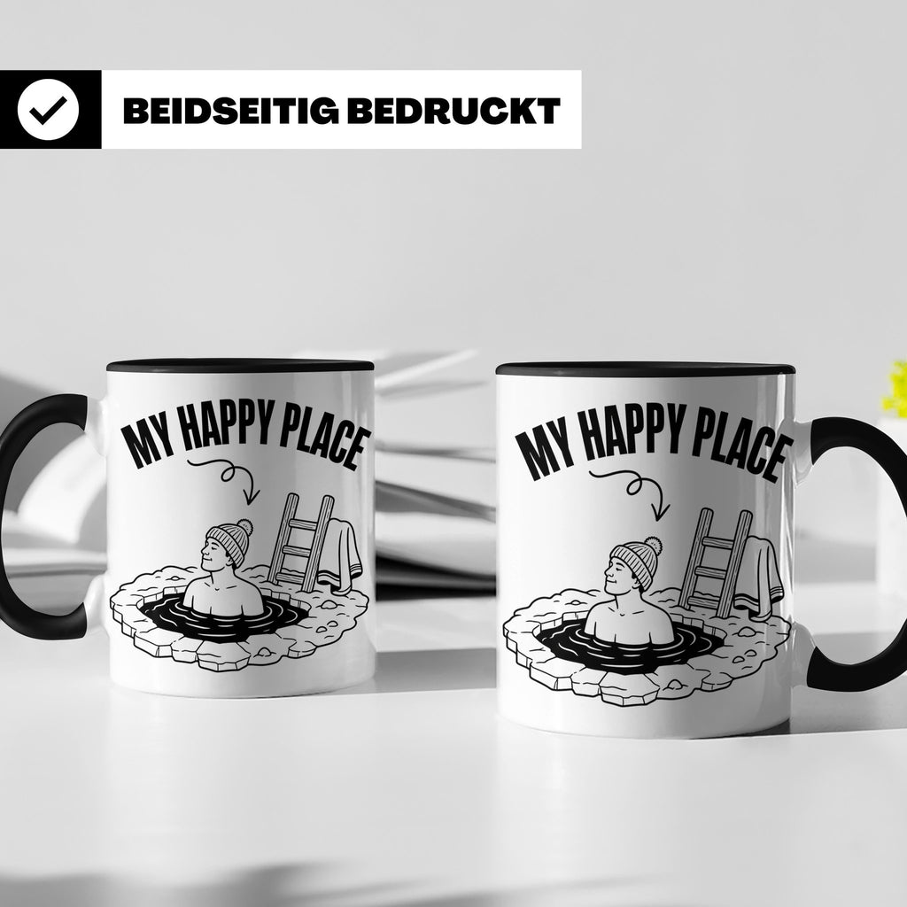 Eisbaden Tasse My Happy Place Winterschwimmen Geschenk für E – Schwarz [farbe:schwarz]