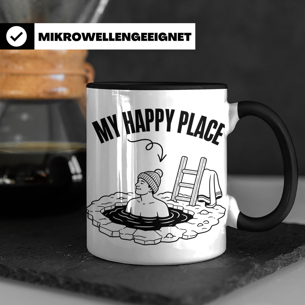 Eisbaden Tasse My Happy Place Winterschwimmen Geschenk für E – Schwarz [farbe:schwarz]