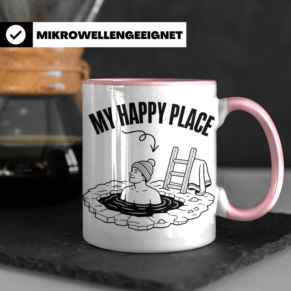 Eisbaden Tasse My Happy Place Winterschwimmen Geschenk für E – Rosa [farbe:rosa]