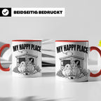 Kaninchen Tasse My Happy Place Zwergkaninchen & Widder Motiv – Rot [farbe:rot]