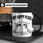 Kaninchen Tasse My Happy Place Zwergkaninchen & Widder Motiv – Schwarz [farbe:schwarz]