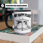 Kaninchen Tasse My Happy Place Zwergkaninchen & Widder Motiv – Schwarz [farbe:schwarz]