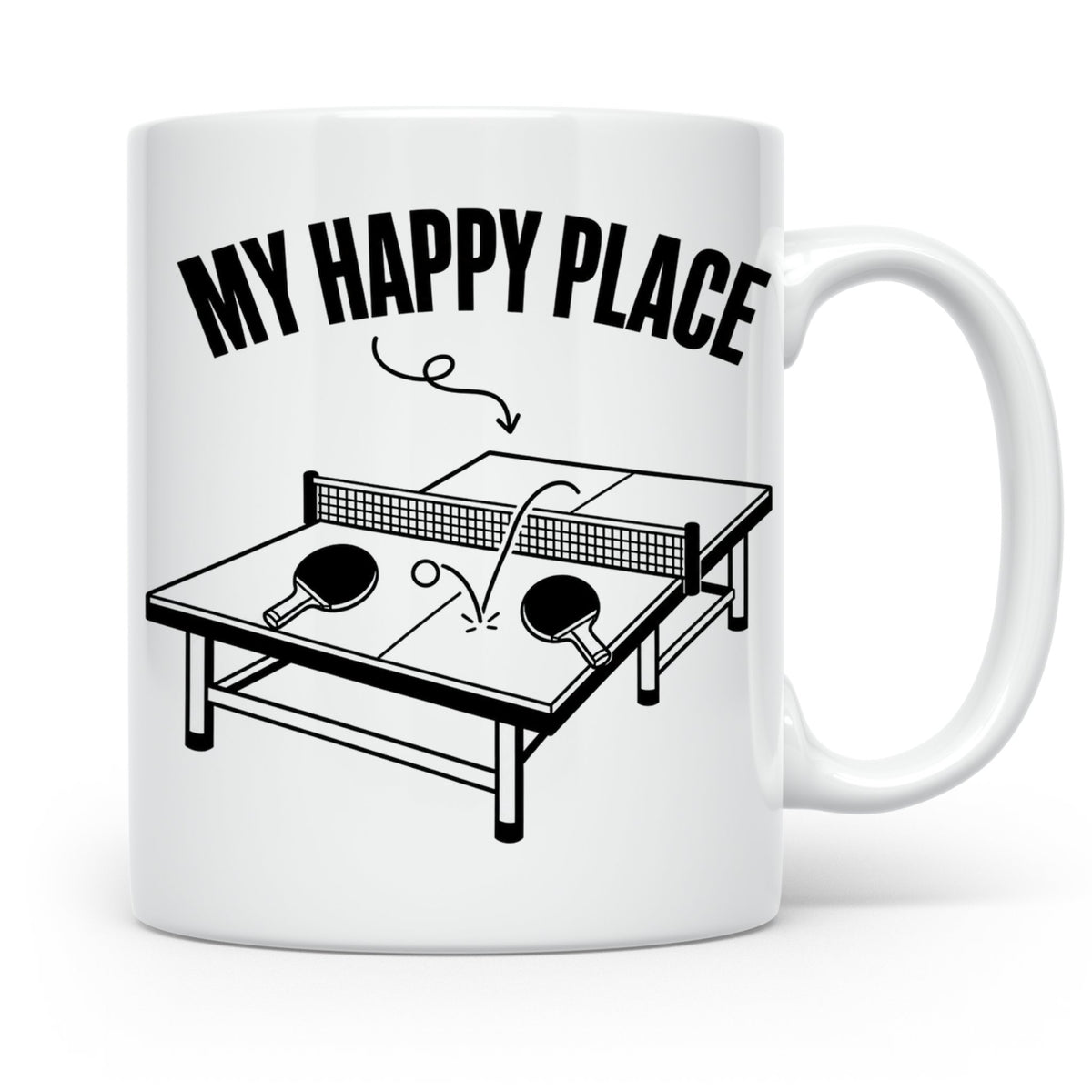 Tischtennis Tasse My Happy Place für Ping Pong Spieler & Fan – Weiß [farbe:weiß]