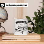 Tischtennis Tasse My Happy Place für Ping Pong Spieler & Fan – Schwarz [farbe:schwarz]