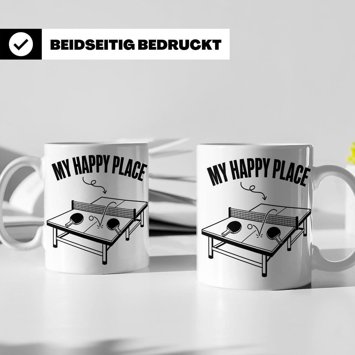 Tischtennis Tasse My Happy Place für Ping Pong Spieler & Fan – Weiß [farbe:weiß]