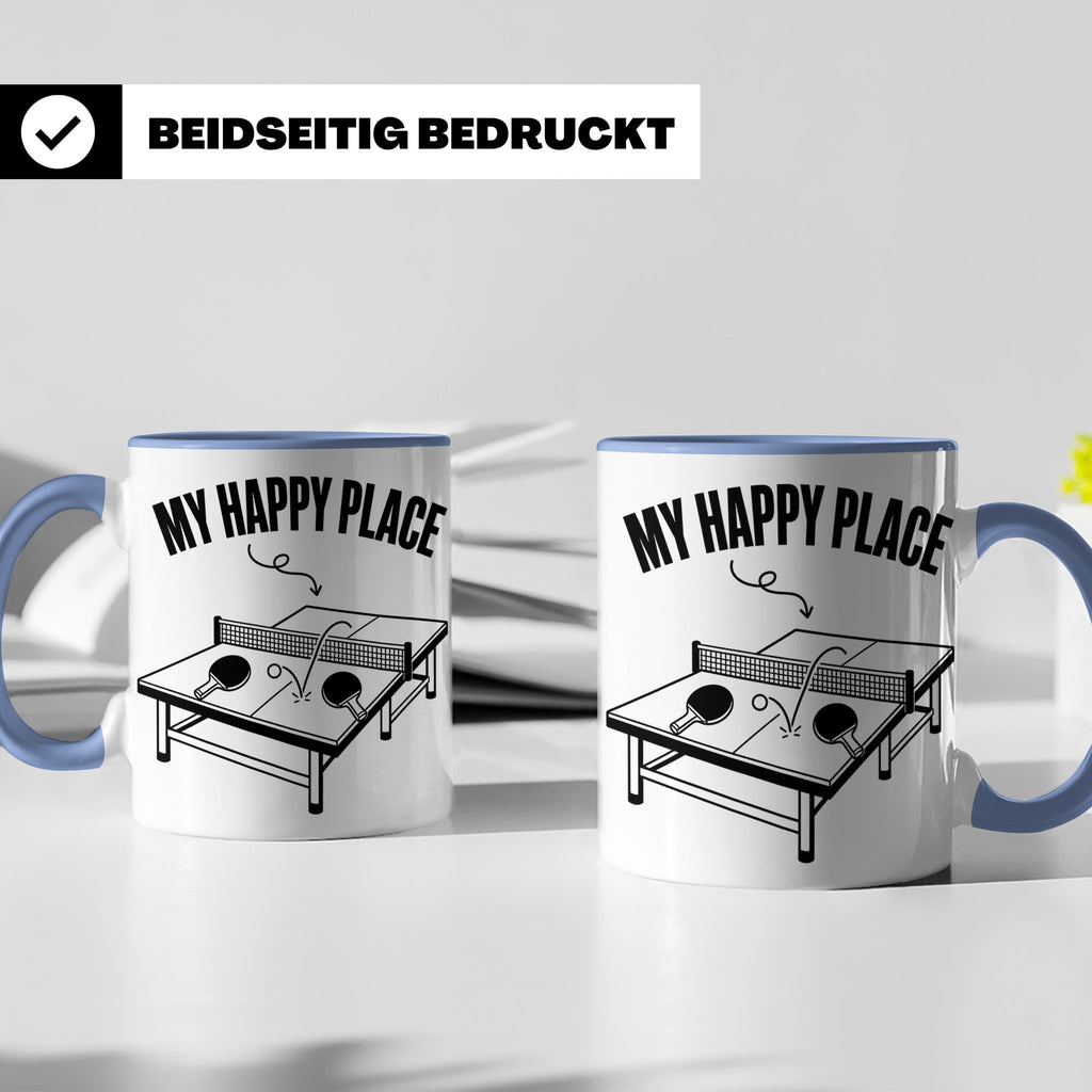 Tischtennis Tasse My Happy Place für Ping Pong Spieler & Fan – Blau [farbe:blau]
