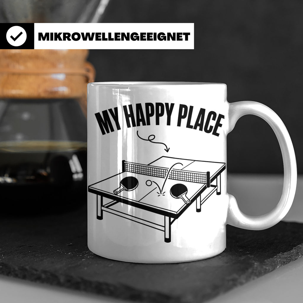 Tischtennis Tasse My Happy Place für Ping Pong Spieler & Fan – Weiß [farbe:weiß]