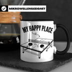 Tischtennis Tasse My Happy Place für Ping Pong Spieler & Fan – Schwarz [farbe:schwarz]