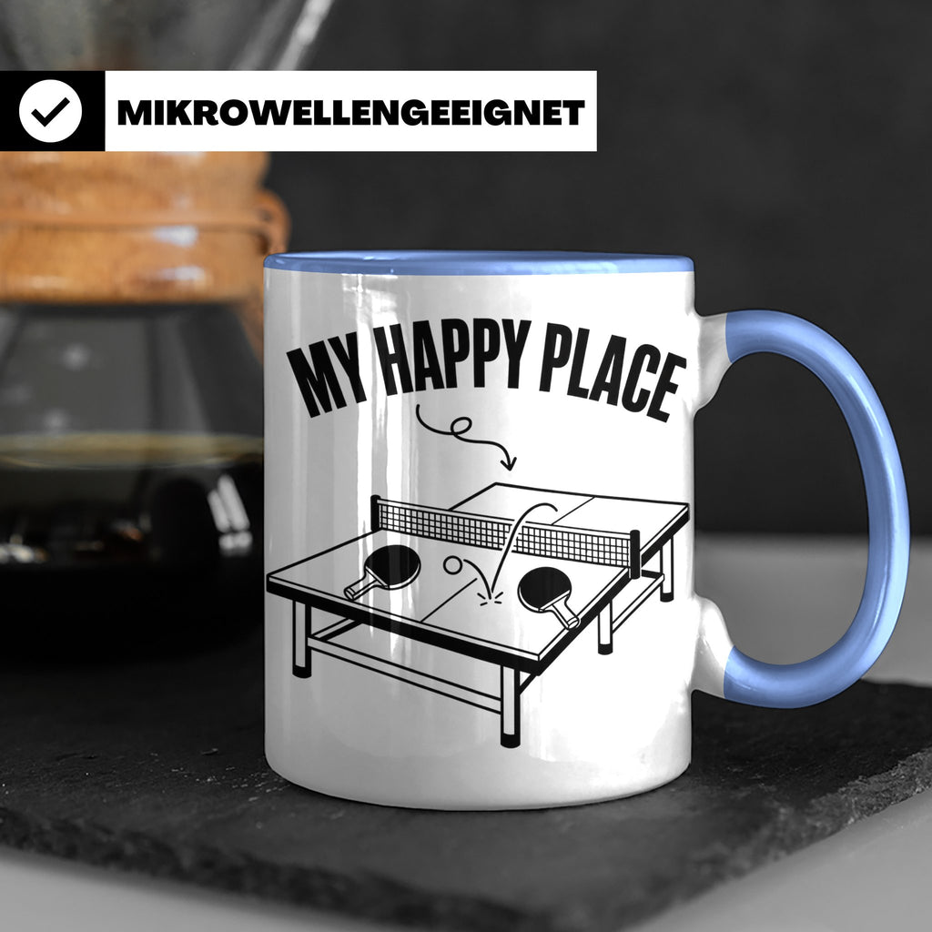 Tischtennis Tasse My Happy Place für Ping Pong Spieler & Fan – Blau [farbe:blau]