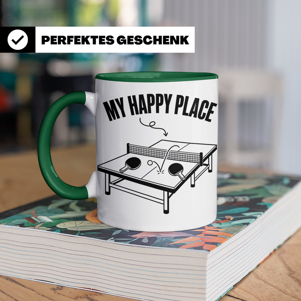 Tischtennis Tasse My Happy Place für Ping Pong Spieler & Fan – Grün [farbe:grün]