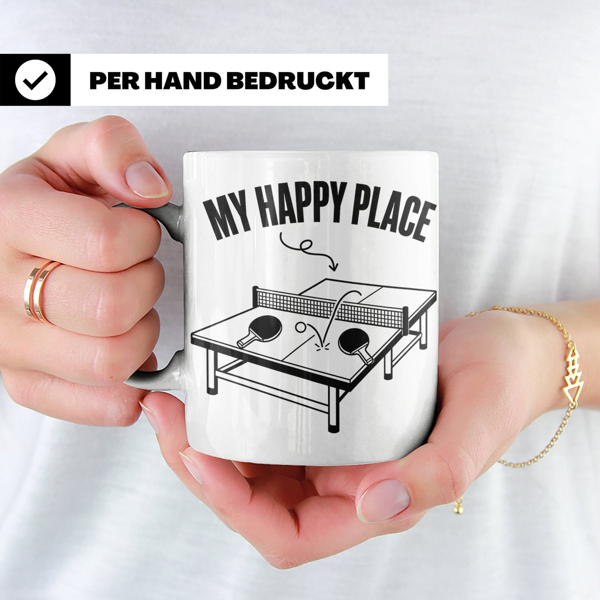 Tischtennis Tasse My Happy Place für Ping Pong Spieler & Fan – Weiß [farbe:weiß]