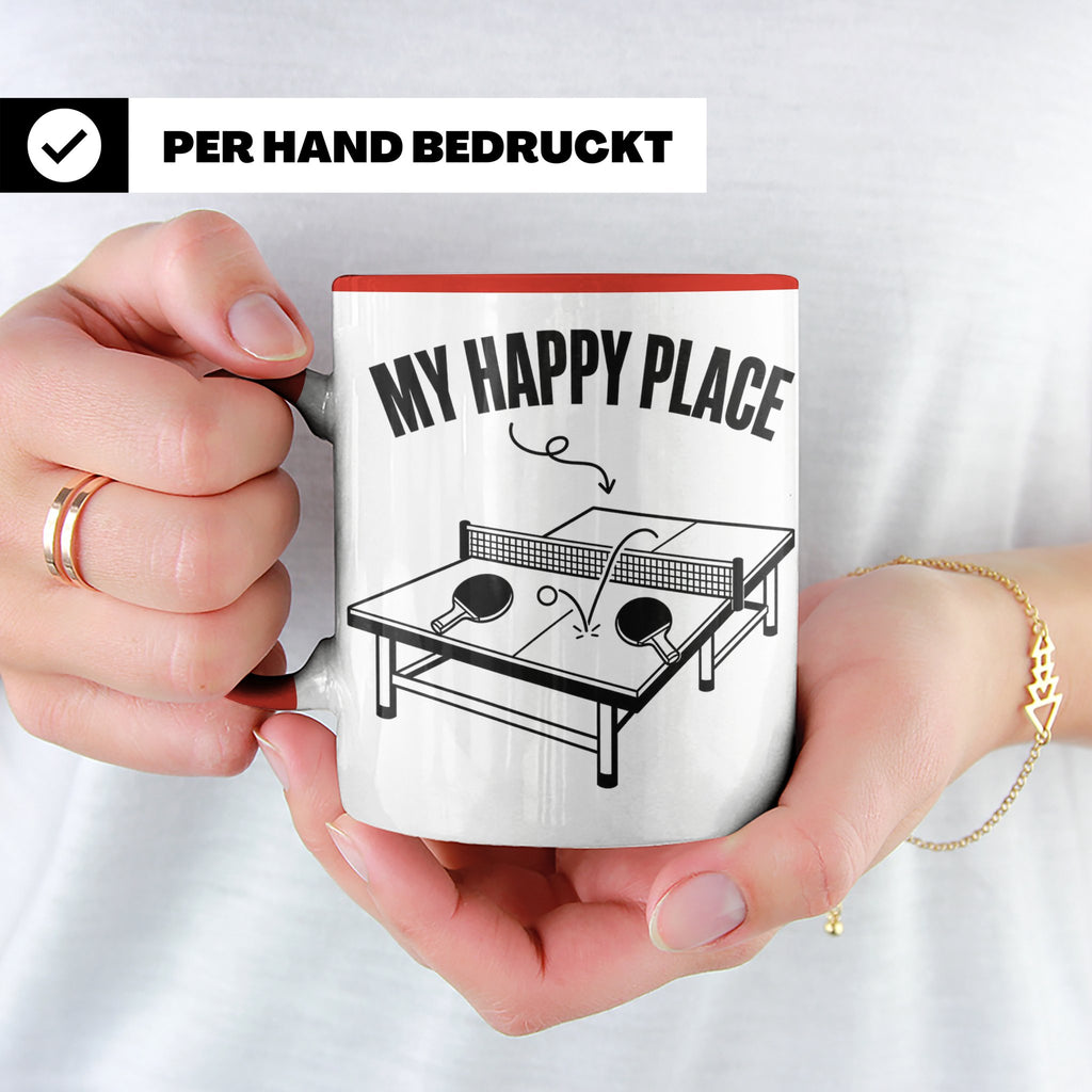 Tischtennis Tasse My Happy Place für Ping Pong Spieler & Fan – Rot [farbe:rot]