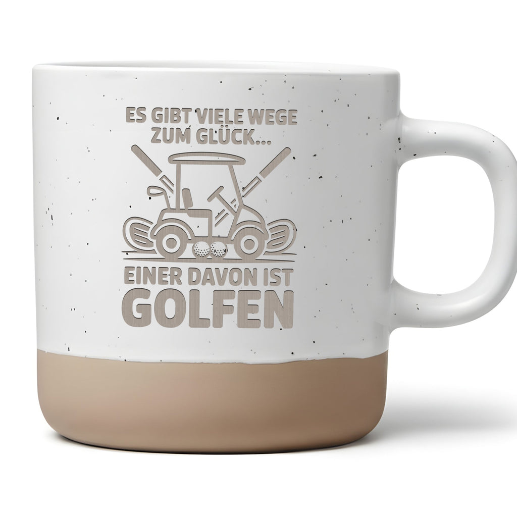 Golf Tasse Lustiger Spruch Wege zum Glück Golfen Kaffeetasse Geschenk für Golfer Golf-Cart Motiv Becher Sport Hobby Geschenkidee Herren