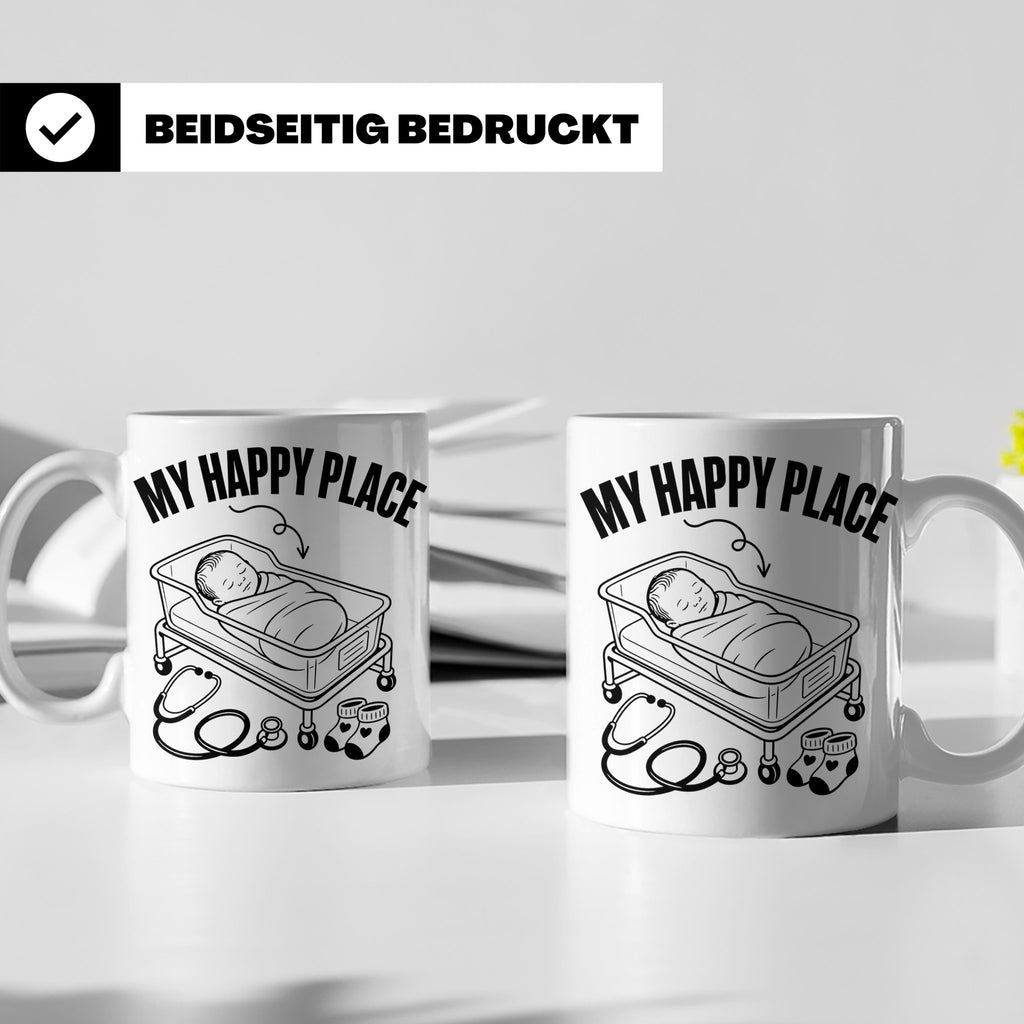Hebamme Tasse My Happy Place Geschenkidee für Krankenschwest – Weiß [farbe:weiß]