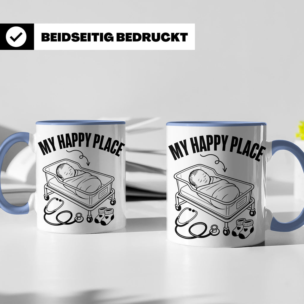 Hebamme Tasse My Happy Place Geschenkidee für Krankenschwest – Blau [farbe:blau]