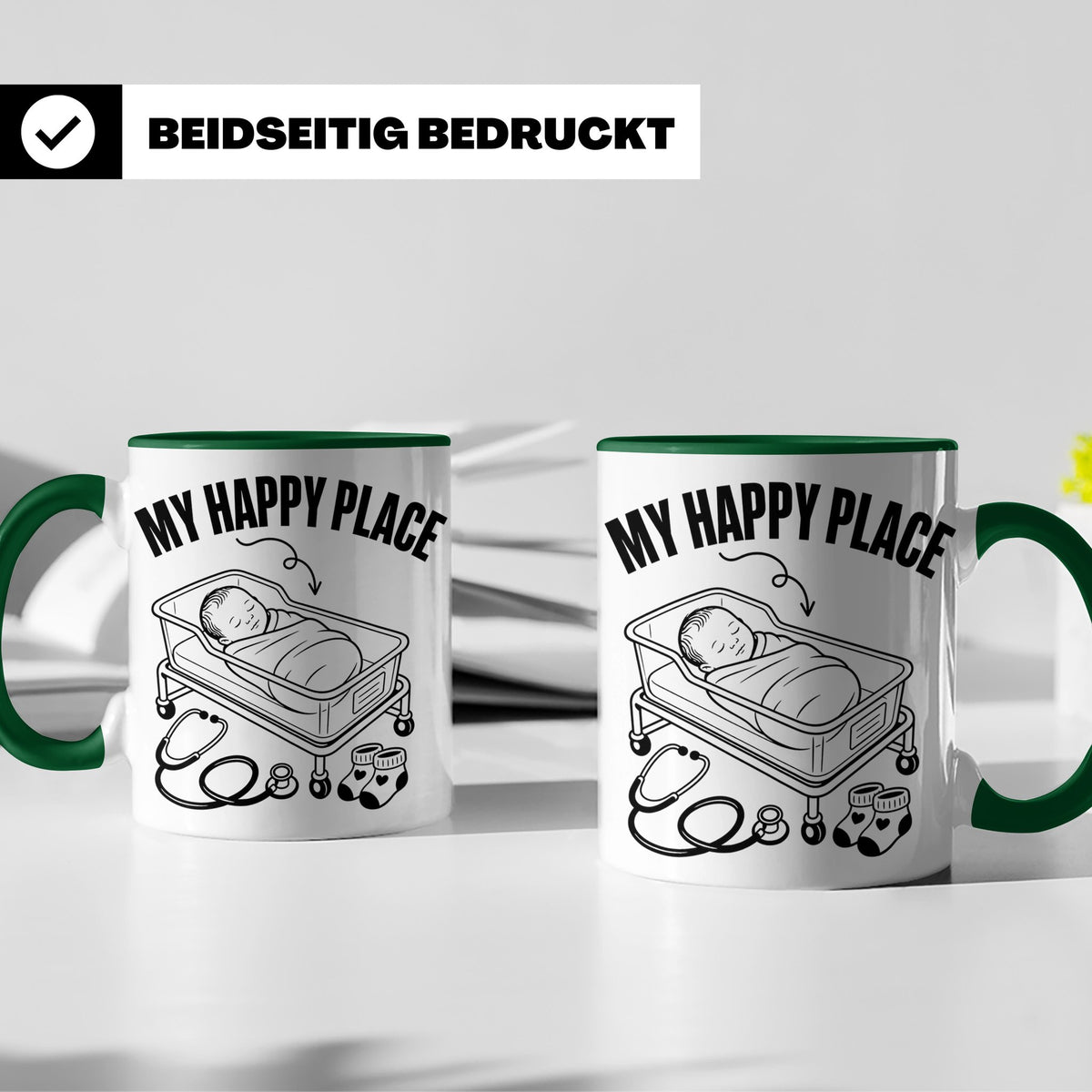 Hebamme Tasse My Happy Place Geschenkidee für Krankenschwest – Grün [farbe:grün]