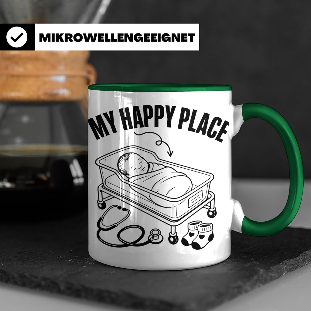 Hebamme Tasse My Happy Place Geschenkidee für Krankenschwest – Grün [farbe:grün]