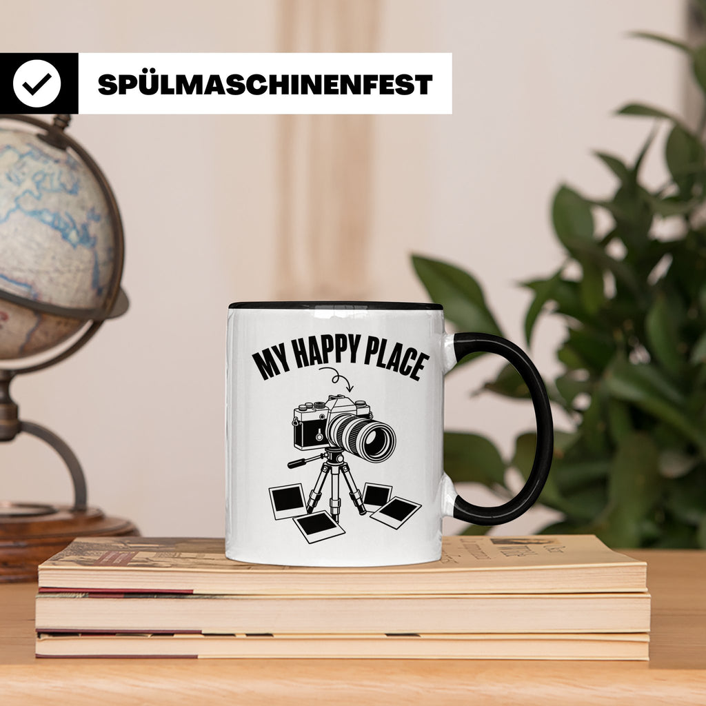 Fotograf Tasse My Happy Place Geschenk für Fotografen & Foto – Schwarz [farbe:schwarz]