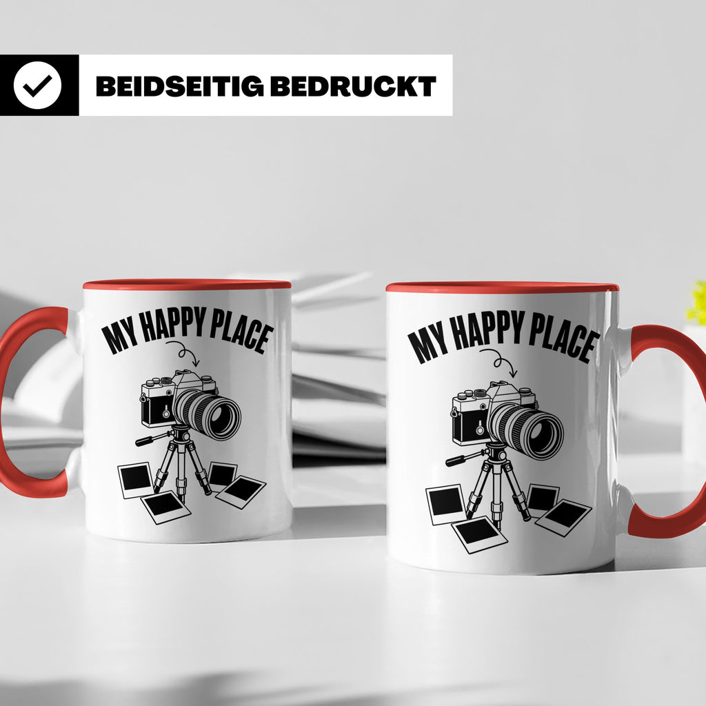 Fotograf Tasse My Happy Place Geschenk für Fotografen & Foto – Rot [farbe:rot]